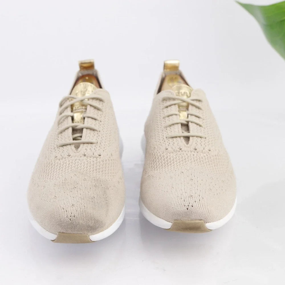 Cole Haan Womens 2.Zerogrand Oxford Shoes Size 11 Tan Knit Wingtip Sneaker Comfy